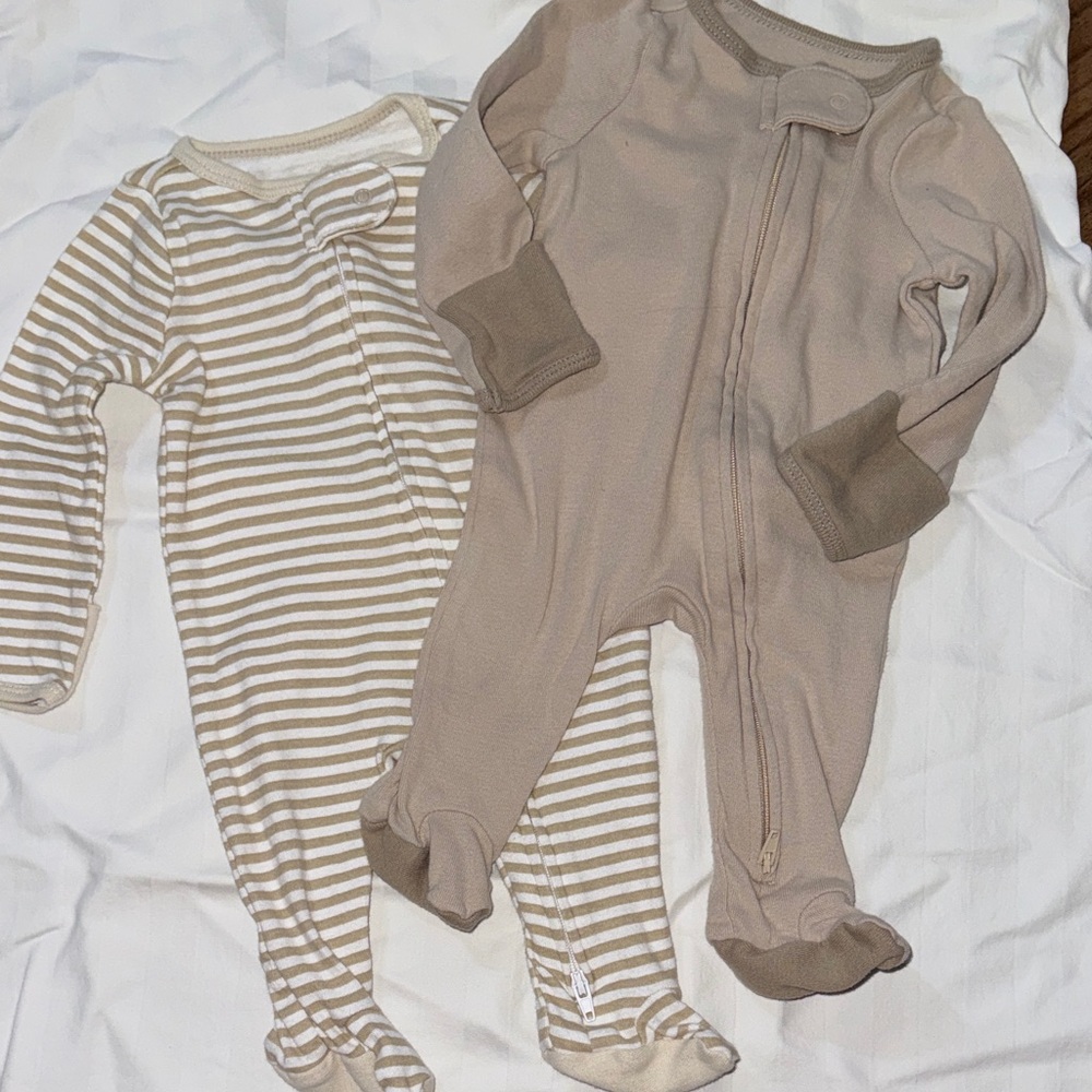 3/$16!!Cloud Island Beige and Striped Footie Set